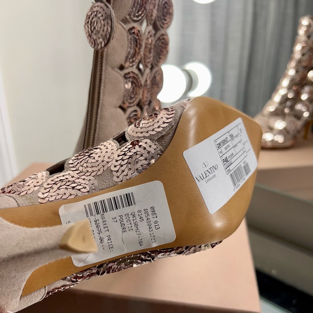 NIB❗️Valentino Garavani Poutre Suede & Sequin Ankle Booties - Picture 7 of 10
